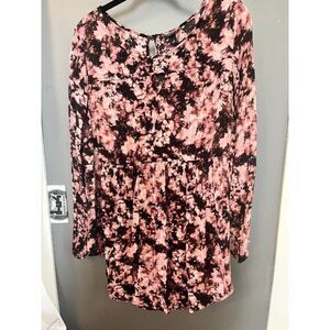 Torrid size 2 pink and black tie dye long sleeve blouse